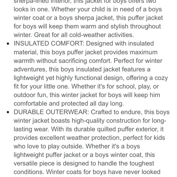 Boy’s Weatherproof Reversible Puffer Coat with hood, Large 14